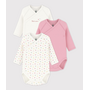 Pack of babies' long-sleeved printed cotton wrapover bodies Multicolor Hearts