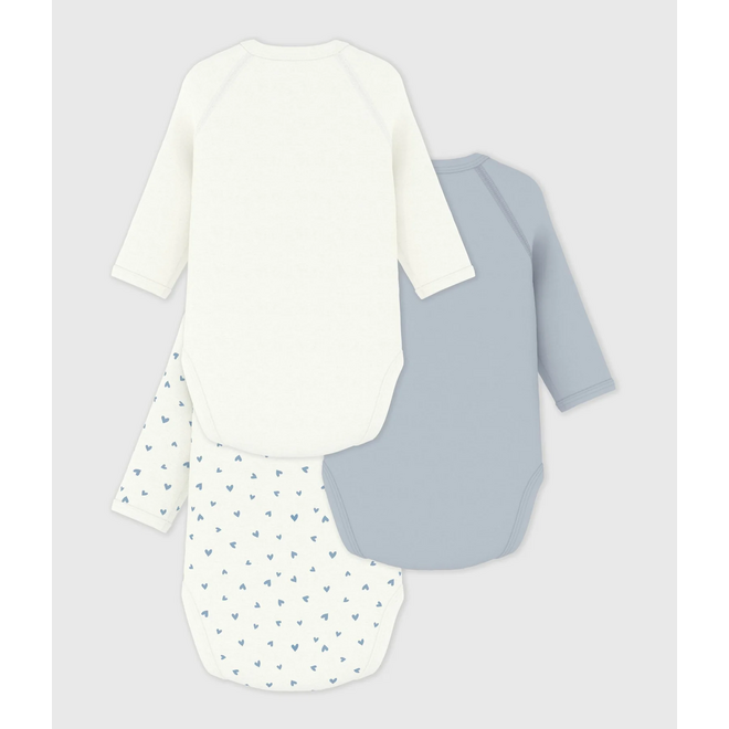 BABY BOY'S ORGANIC COTTON BODYSUIT - 3-PACK Blue Hearts