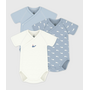 Pack of babies' short-sleeved printed cotton wrapover bodies Whale