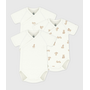 Pack of babies' short-sleeved printed cotton wrapover bodies