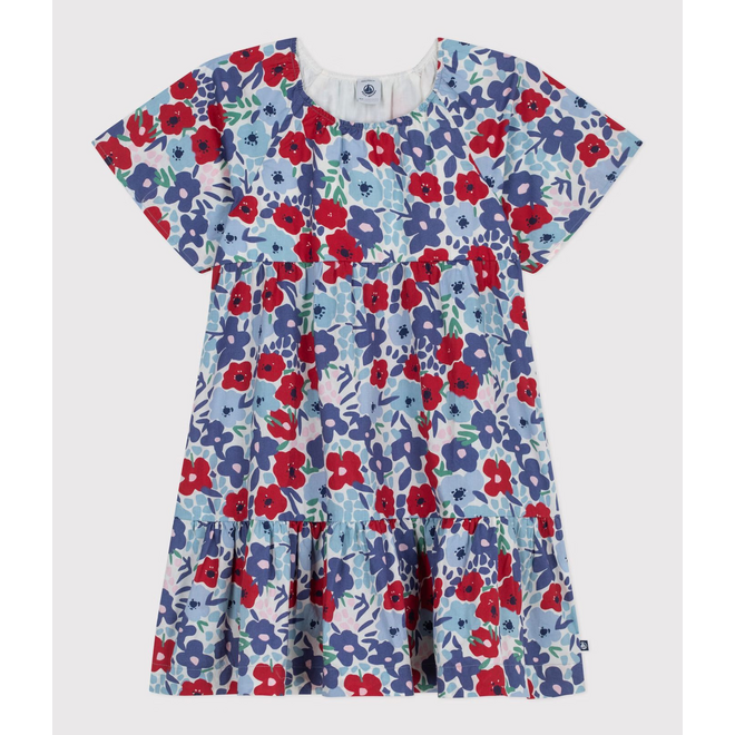 Children's short-sleeved floral print cotton dress