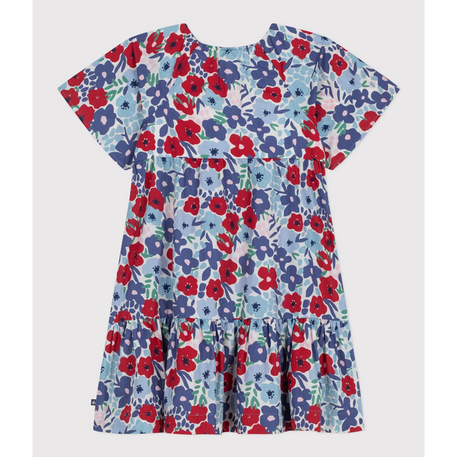 Children's short-sleeved floral print cotton dress
