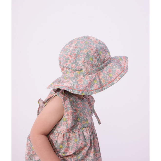 Baby girls' floral print wide brimmed floppy hat