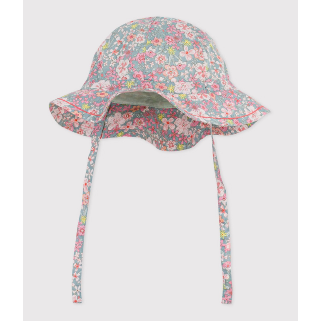 Baby girls' floral print wide brimmed floppy hat