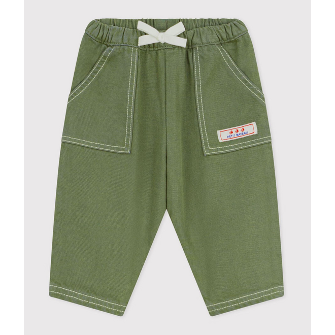 Babies' plain, coloured denim trousers