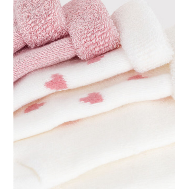 Pack of plain cotton socks for newborn babies Pink