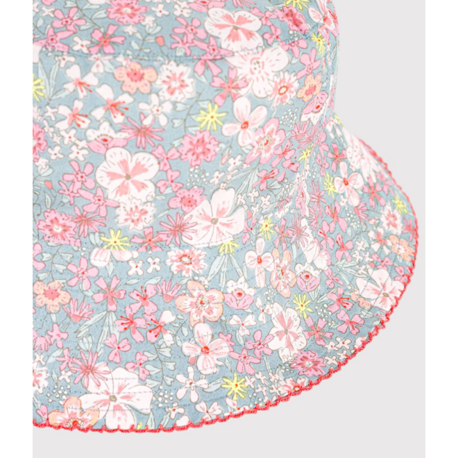 Children's floppy sun hat in floral-print poplin