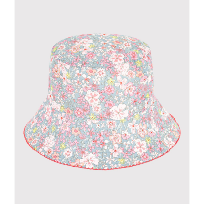 Children's floppy sun hat in floral-print poplin