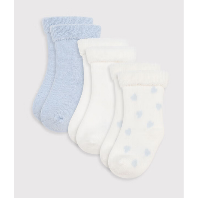 Pack of plain cotton socks for newborn babies Blue