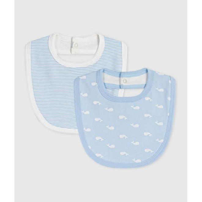 Pack of babies' whale print cotton bibs
