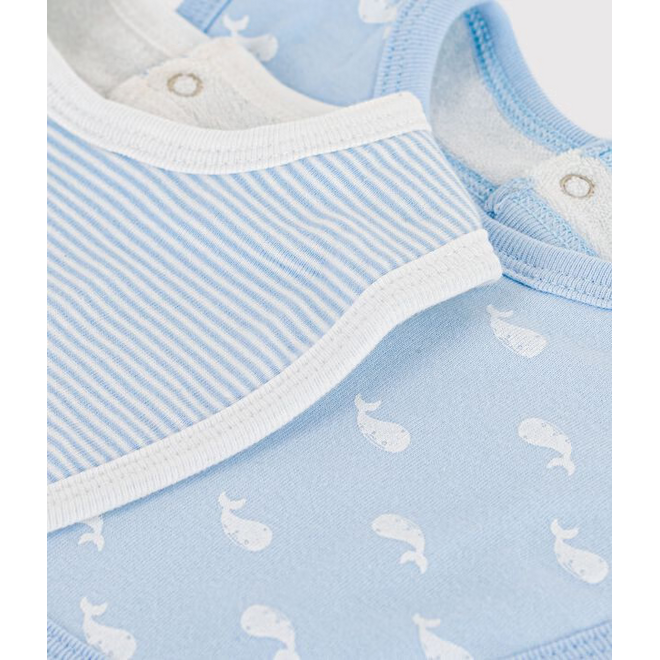 Pack of babies' whale print cotton bibs