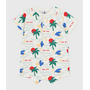 Babies' short printed cotton playsuit