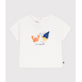Babies' short-sleeved cotton T-shirt with a seagull motif