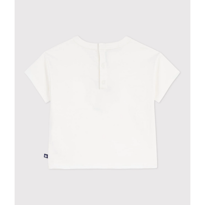Babies' short-sleeved cotton T-shirt with a seagull motif