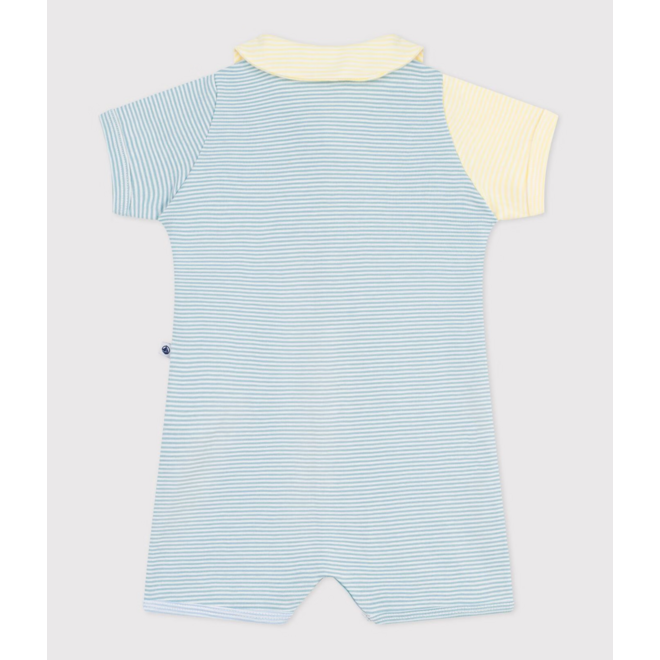 Babies' short cotton playsuit with a collar