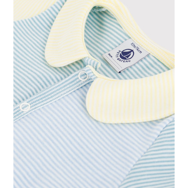 Babies' short cotton playsuit with a collar
