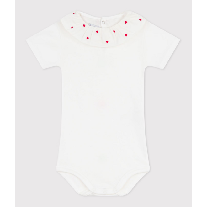 Babies' plain cotton body with an embroidered collar