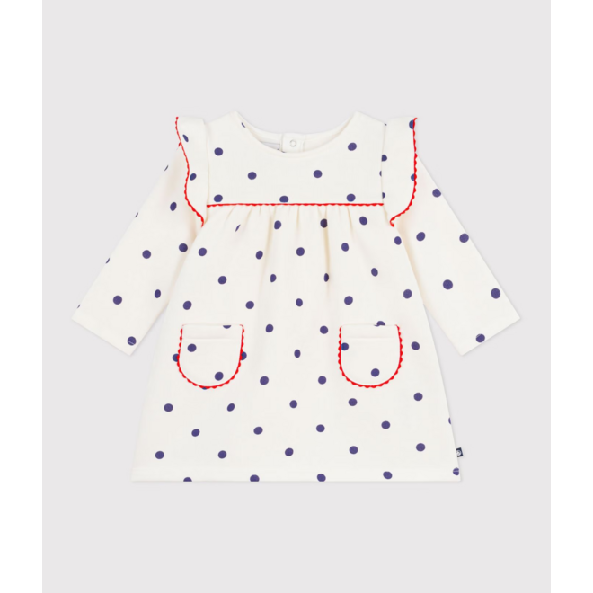Babies' long sleeved polka dot-print cotton dress