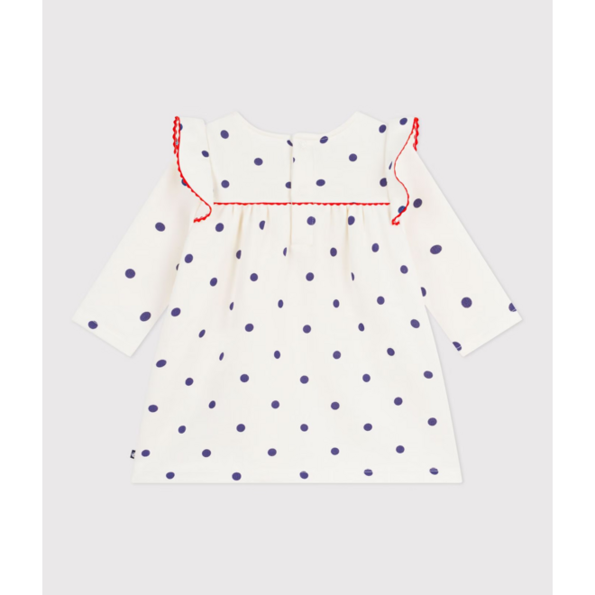 Babies' long sleeved polka dot-print cotton dress