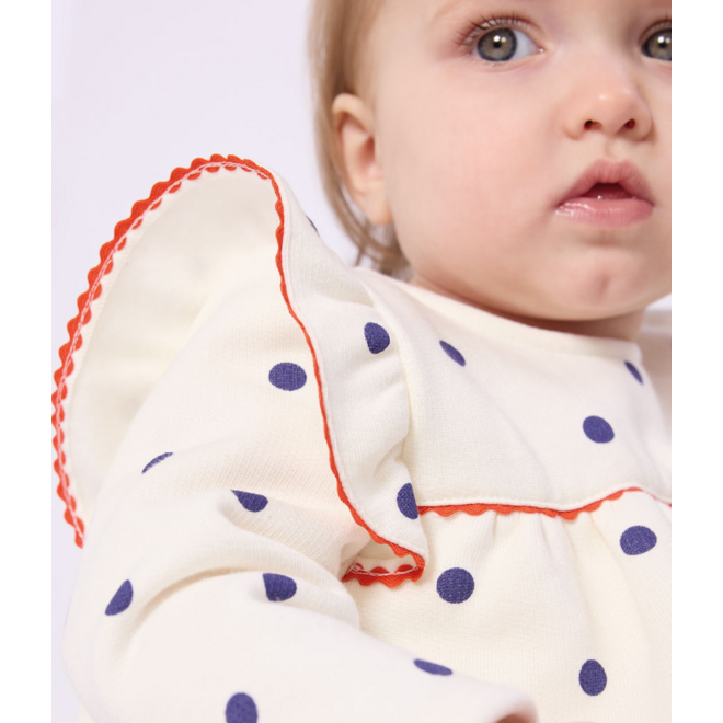 Babies' long sleeved polka dot-print cotton dress
