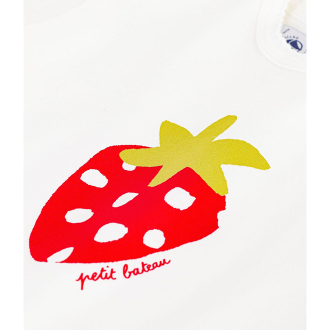 Babies' short-sleeved patterned cotton T-shirt Strawberry