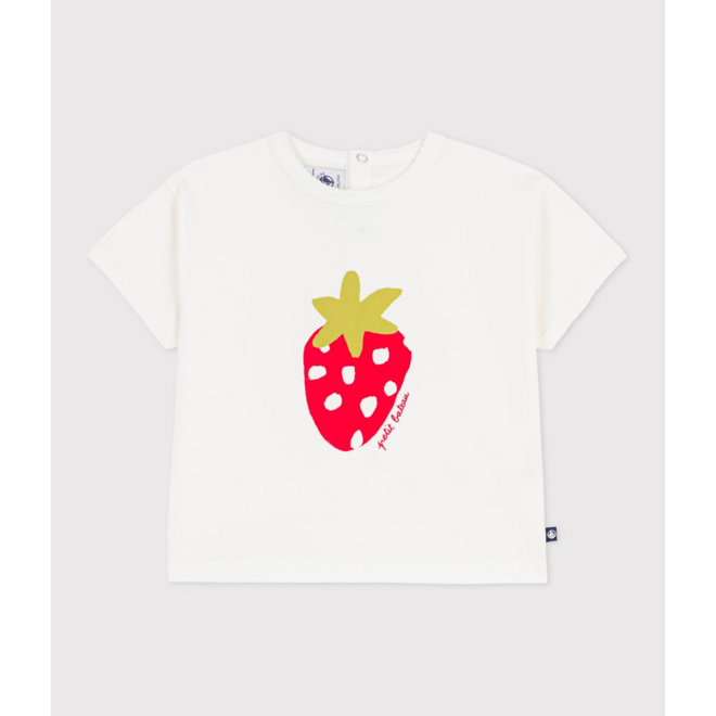 Babies' short-sleeved patterned cotton T-shirt Strawberry