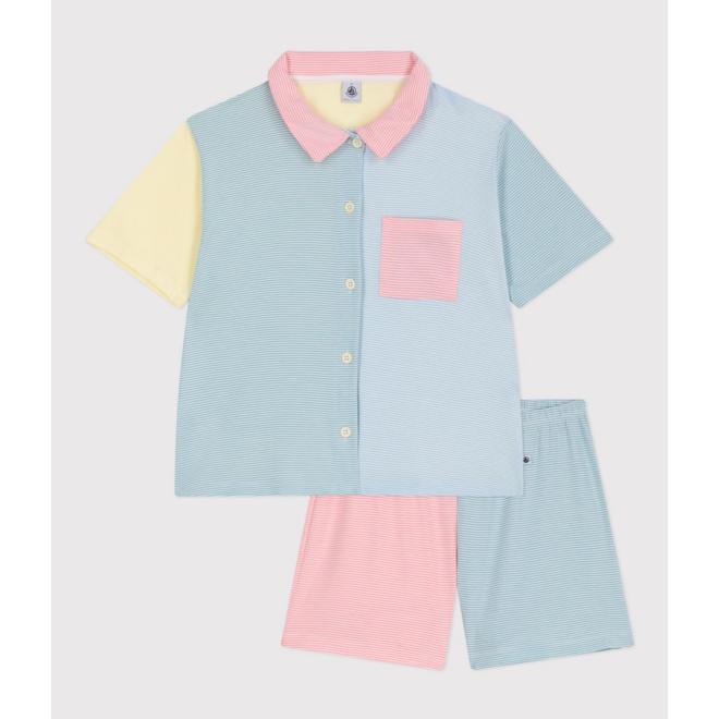 Women's striped cotton button-front pyjama shorts
