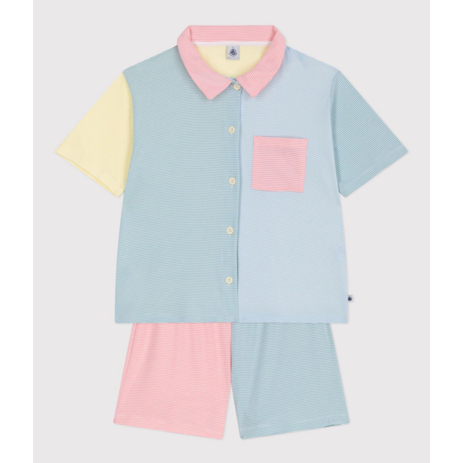 Women's striped cotton button-front pyjama shorts