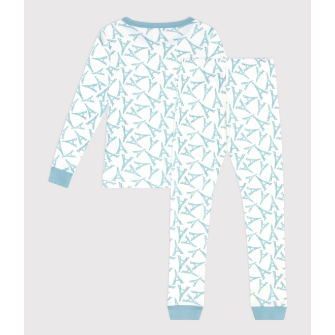 Children's very snug fitting Eiffel Tower print cotton pyjamas