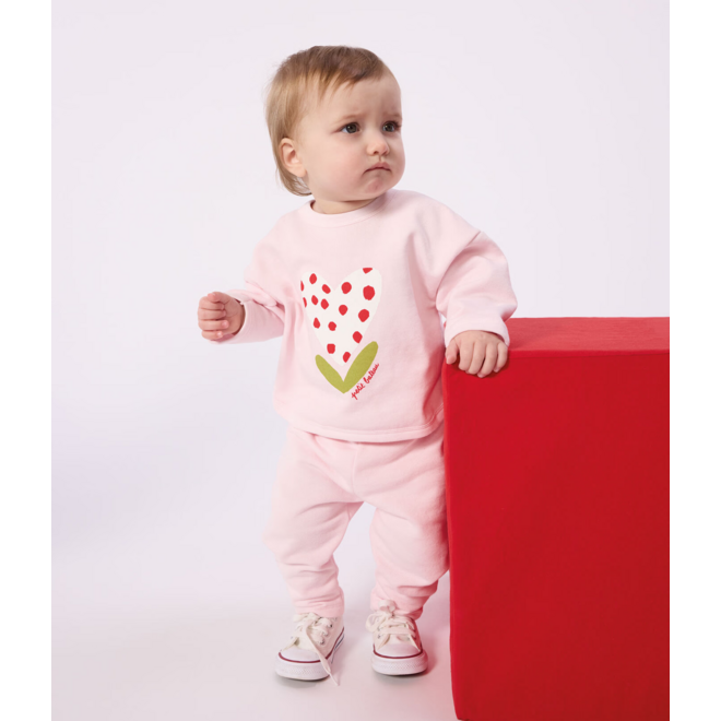 Babies' jogging bottoms in plain cotton Pink