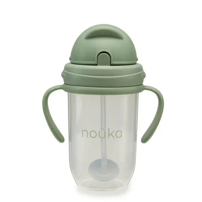 noüka Non-Spill Weighted Straw Cup 9 oz - Moss