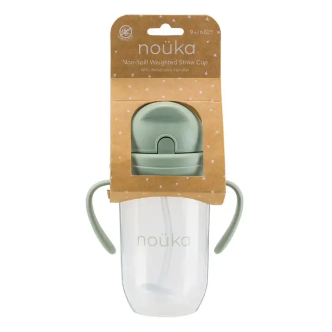 noüka Non-Spill Weighted Straw Cup 9 oz - Moss