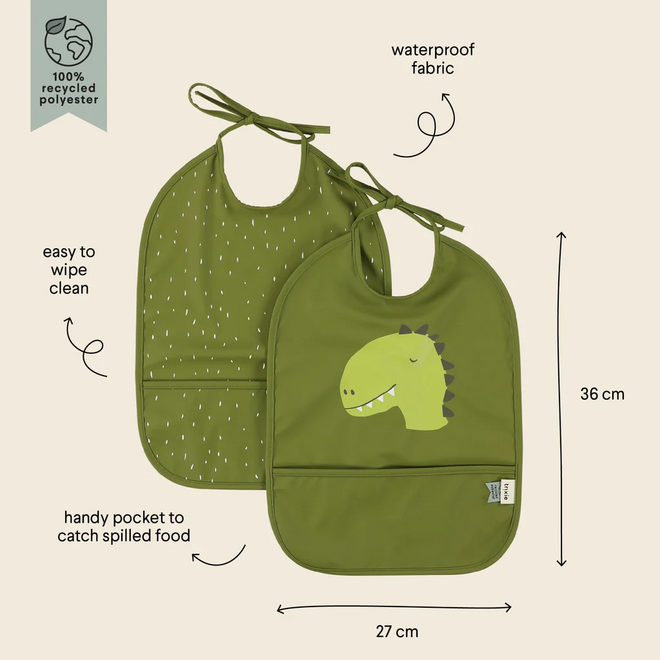 Trixie Waterproof bib 2-pack - Mr. Dino