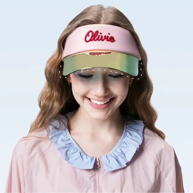 UV Protection Sun Visor Hat with Shield - Breakfast Art Fig Pink