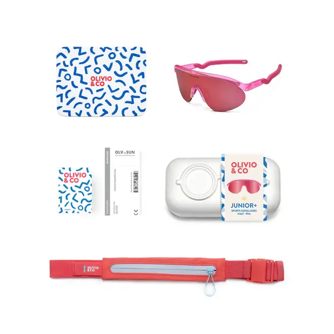 JUNIOR+ Half-Rim Sports Sunglasses Flamingo Pink