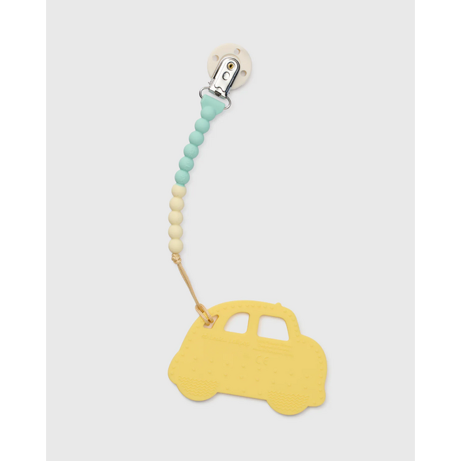 Pacifier Clip Teether Set Yellow Taxi