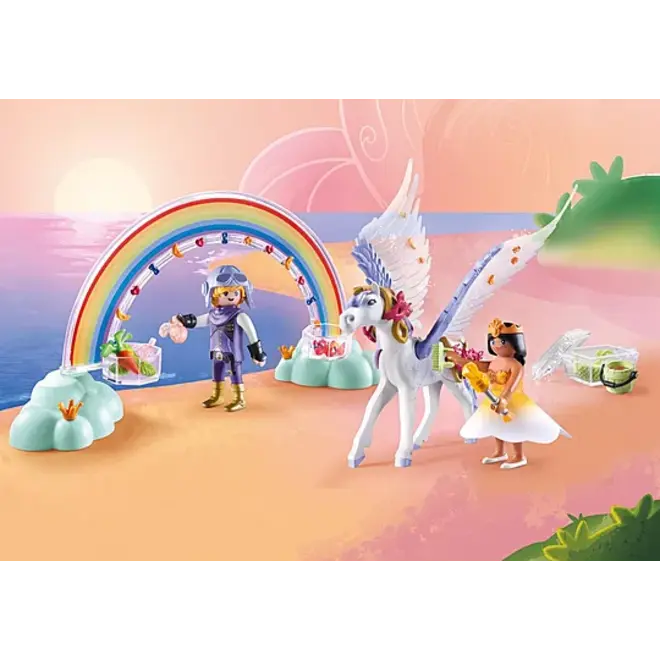 Pegasus with Rainbow in the Clouds