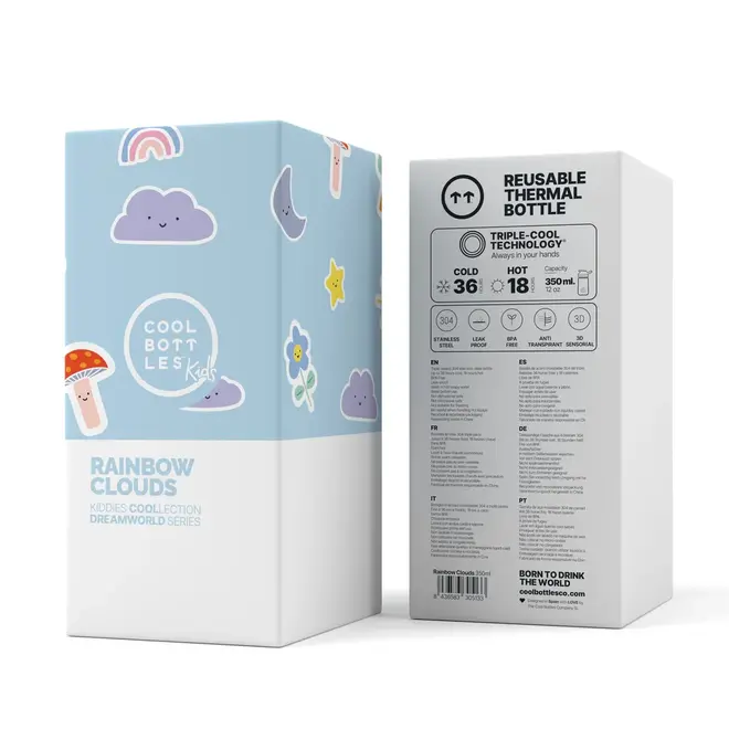 Cool Bottles - Kids 350ml - Dreamworld Series - Rainbow Clouds