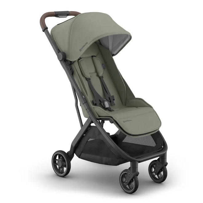 Minu V3 Stroller - Evelyn - Meadow Green Carbon Frame - Chestnut Leather