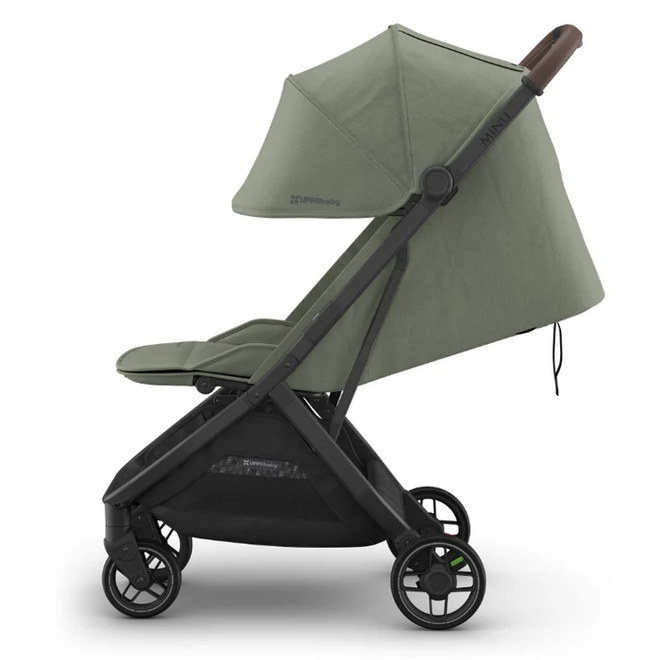 Minu V3 Stroller - Evelyn - Meadow Green Carbon Frame - Chestnut Leather
