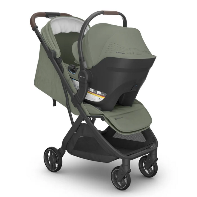 Minu V3 Stroller - Evelyn - Meadow Green Carbon Frame - Chestnut Leather
