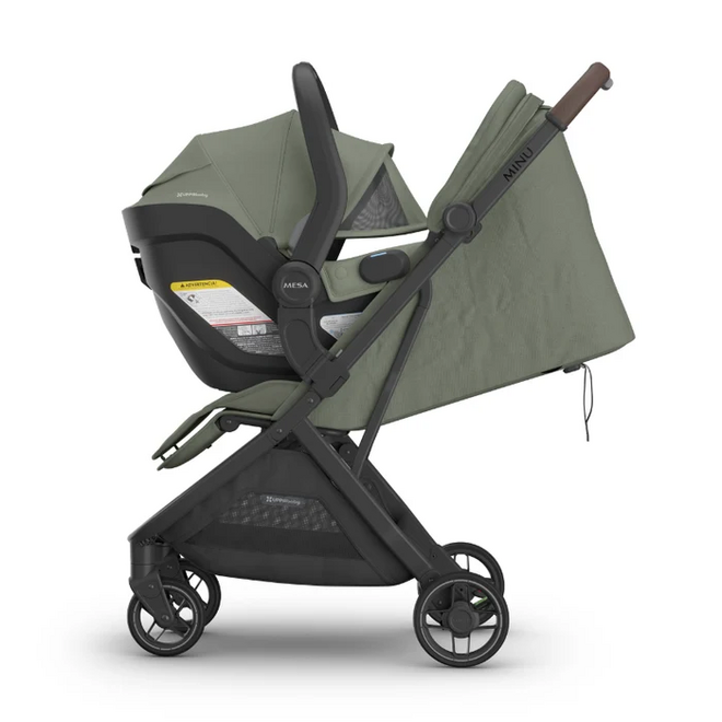 Minu V3 Stroller - Evelyn - Meadow Green Carbon Frame - Chestnut Leather
