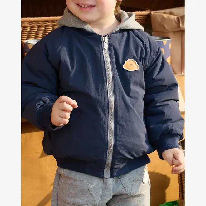 Recycled Nylon Baseball Jacket Blueberry