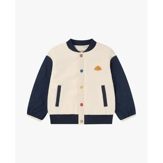 Sorona Fleece + Recycled Nylon Cardigan Blueberry