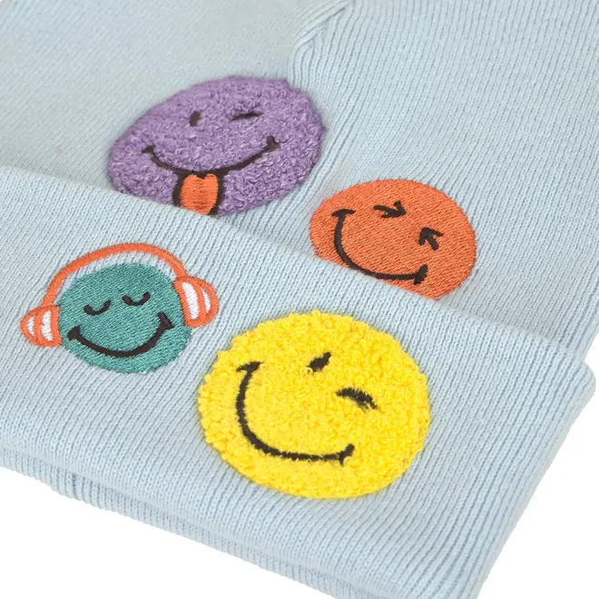Lassig - Beanie SmileyWorld blue GOTS