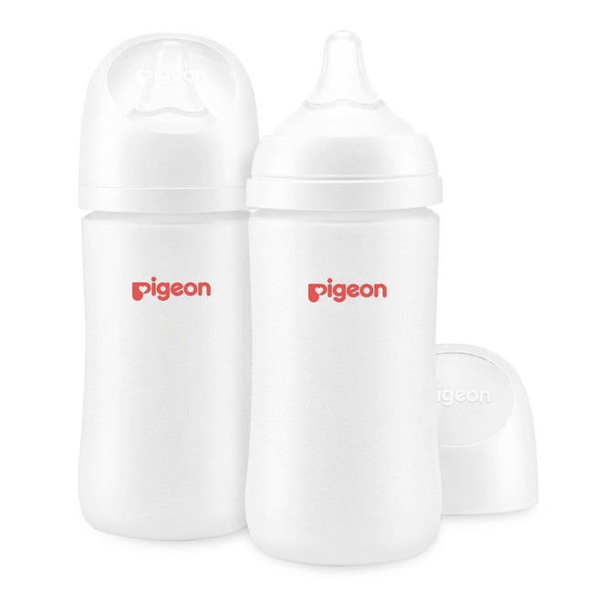 Pigeon - Silicone Glass Bottle 8oz with M Nipple 3M+ 2pk