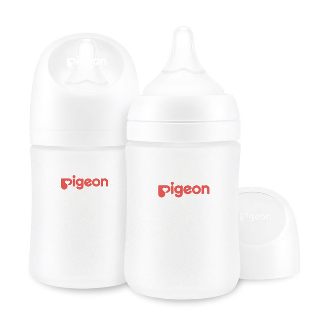 Pigeon - Silicone Glass Bottle 5oz with SS Nipple 0M+ - 2pk