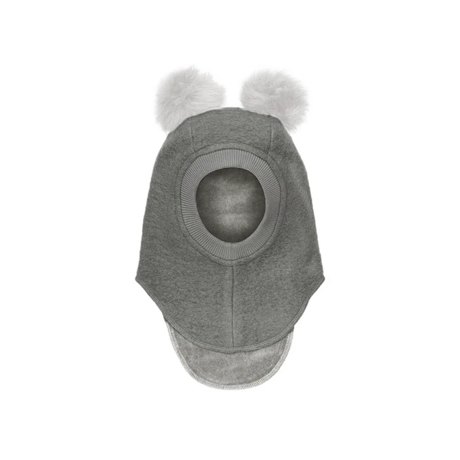 BALACLAVA WOOL ALPACA POMPOMS Grey Melange
