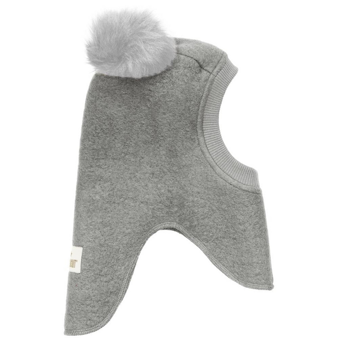 BALACLAVA WOOL ALPACA POMPOMS Grey Melange