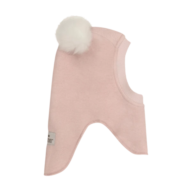 BALACLAVA WOOL ALPACA POMPOMS Rose Smoke
